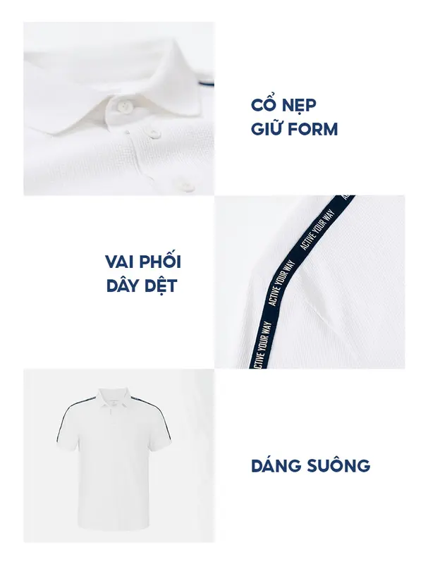YODY Áo  POLO WAFFLE Nữ Phối Dây Dệt Vai WAPO25S009 4