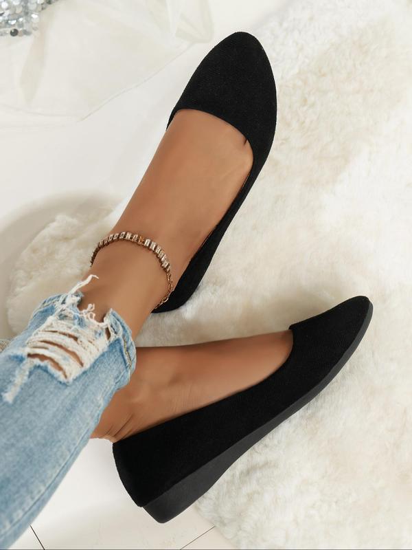 Women's Fashionable Solid Color Pointed Toe Flat Shoes, Casual Comfortable Slip on Shoes for Daily Wear, Lightweight Breathable Shoes for All Seasons, Girl 3