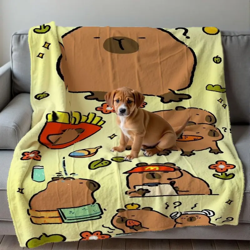 Cute Capybara Pattern Blanket, Soft Warm Throw Blanket, Air-conditioned Room Blanket, Warm Nap Blanket for Home Office Travel 3