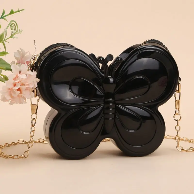 2025 Summer New Butterfly Bag Jelly Bag Cute Colorful Sweet Girls' Single Shoulder Crossbody Mini Chain Small Bag