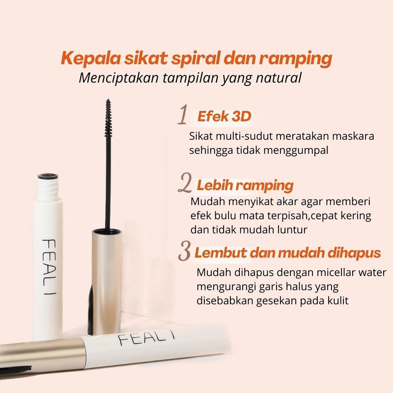 【BPOM】FEALI Mascara Waterproof Long Lasting Volumizing Eye Lash Makeup / Maskara Tahan Air Hitam Kosmetik 6