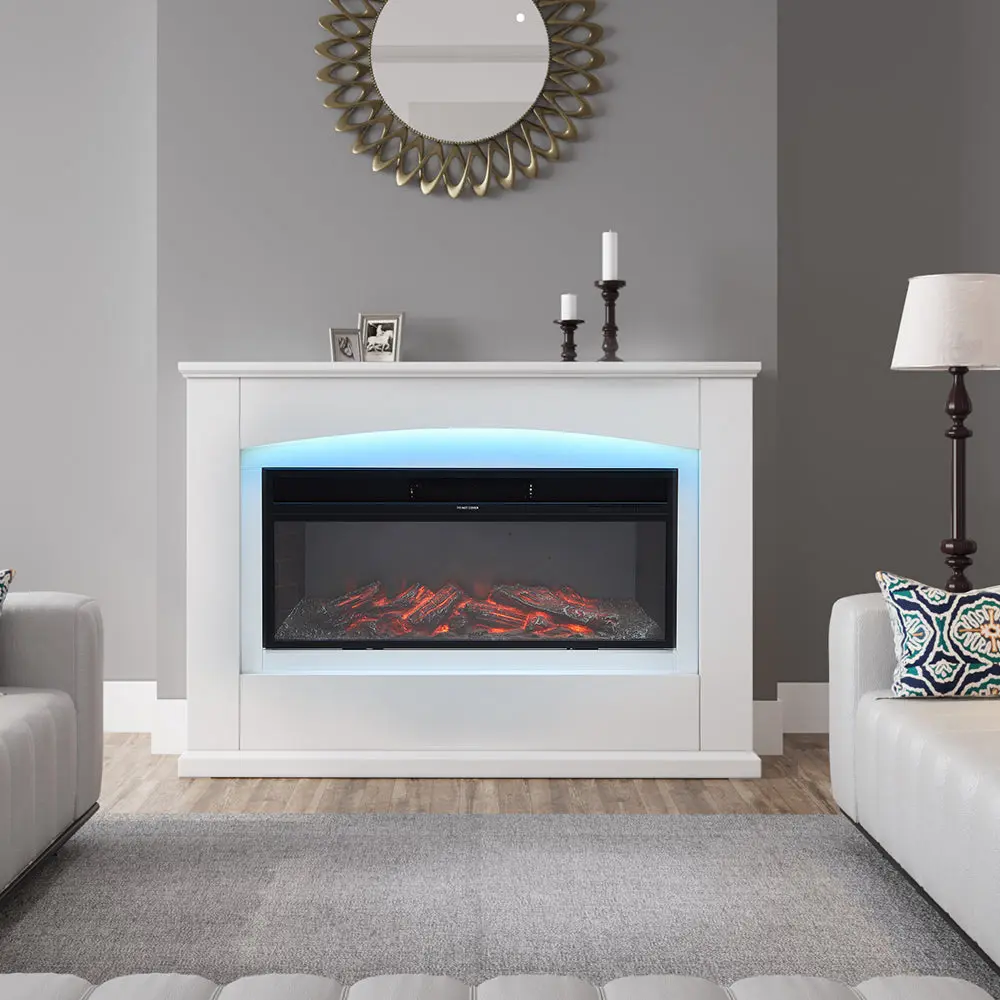 Livingandhome 34 Inch Electric Fireplace Suite with Temperature Adjustment 1800W
