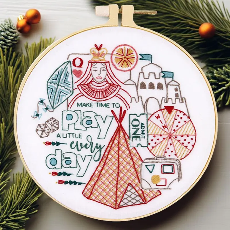 Tent Embroidery Kit, DIY Embroidery Kit with Hoop, Including Patterns, Threads, Needles, and Instructions for Crafting 3