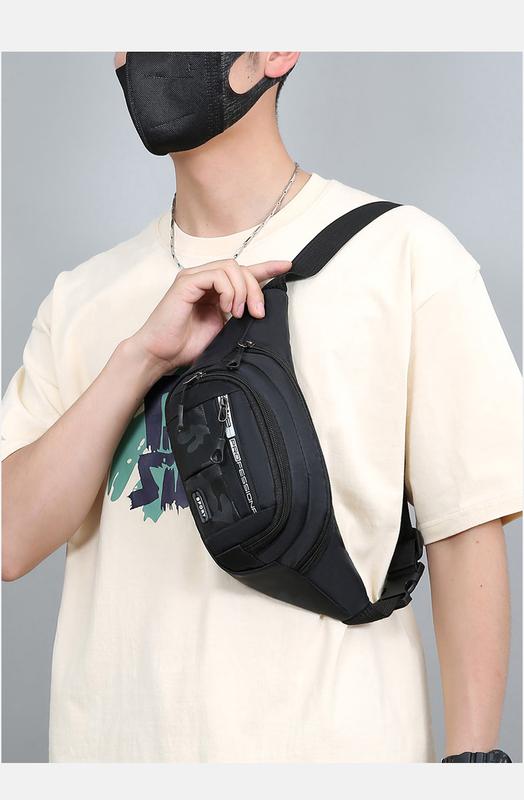Product Introduction of Solid Color Men Chest Bag Outdoor Sports Waist Pack For Boys Multi Layered Design Crossbody Bags 9