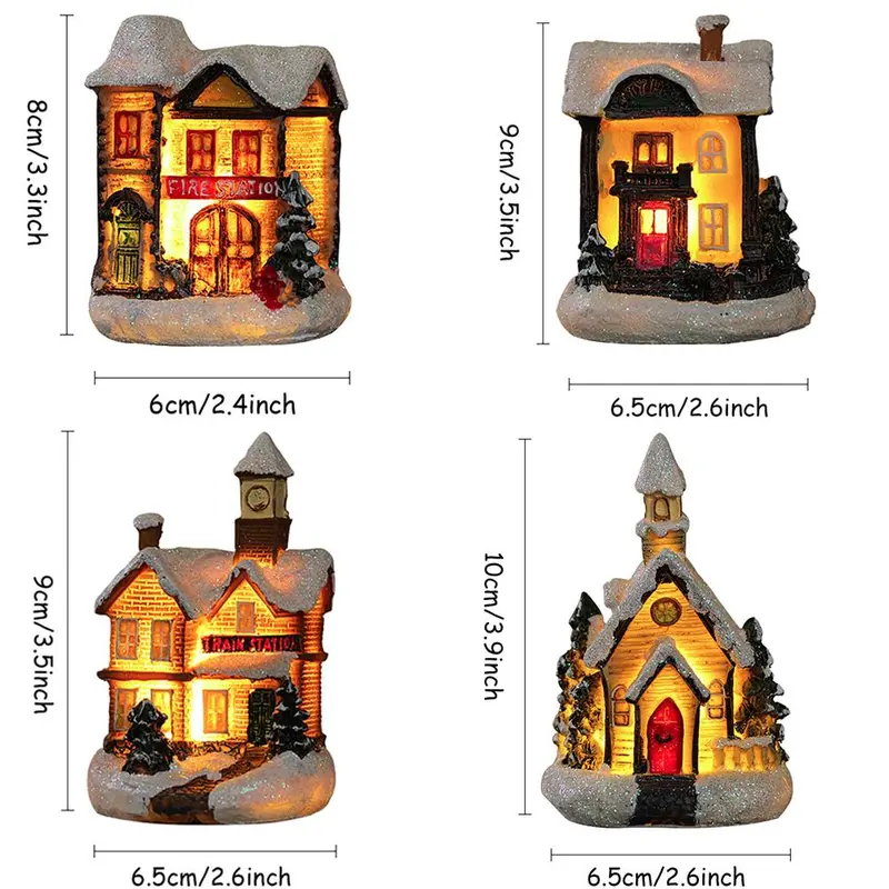 Christmas Winter Village House Design LED Light, Battery Required Christmas House Ornament Light, Indoor Decoration for Home Living Room Bedroom, Christmas Gifts, Santa Presents (Without Battery), Home Decor 1