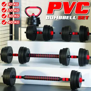 BGsport Dumbbell Set 20Kg PVC Alat Olahraga Fitness Latihan Angkat Beban Besi Gym