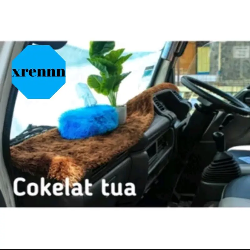 READY Cover Alas Dasboard Mobil Ukuran 150 cm × 50 cm & Cover Kotak Tisu Rasfur - Car Coklat FREE SARUNG TISSU 4