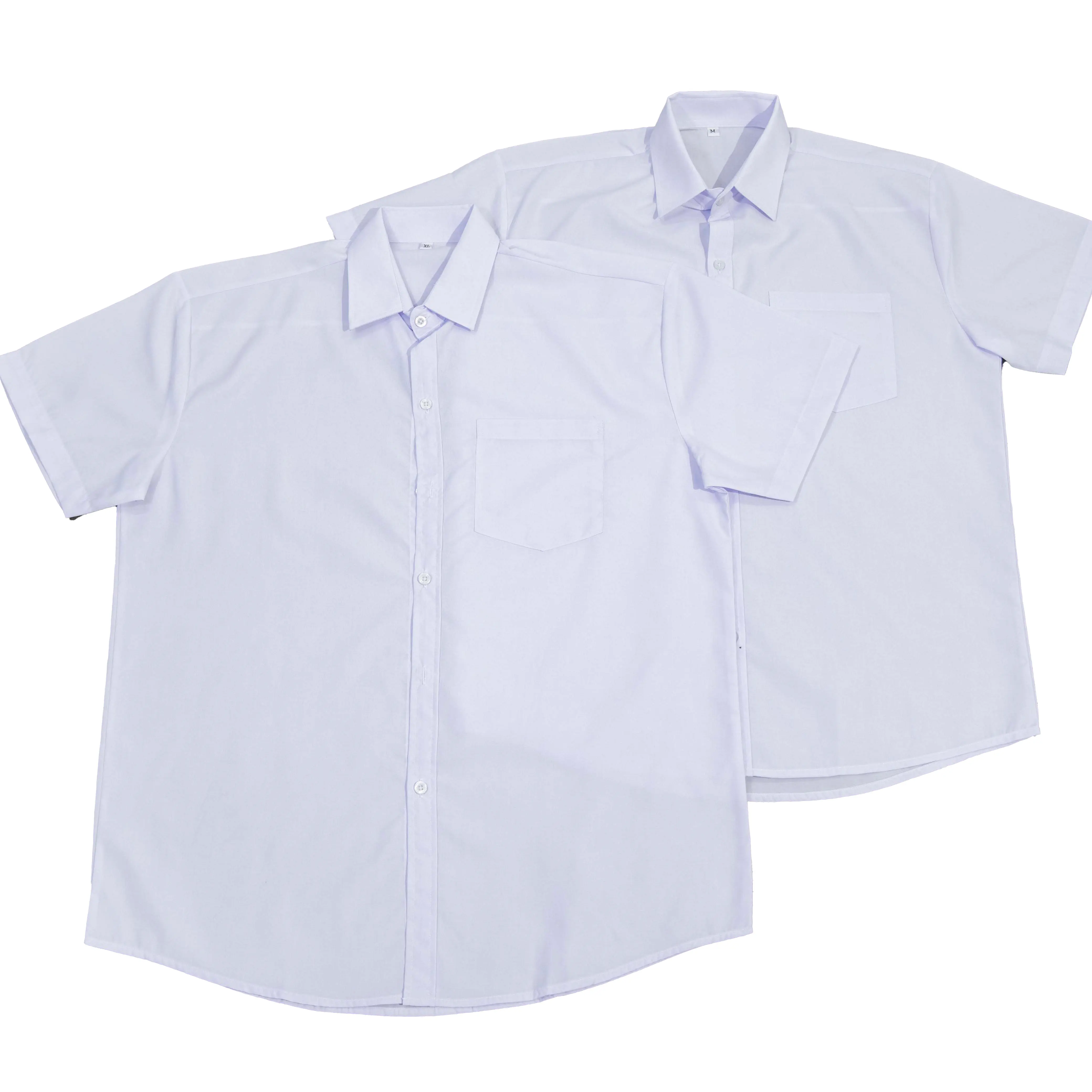Áo sơ mi Nam cấp 1 2 3  màu trắng tinh ngắn tay có túi vải kate silk lạc đà có Bigsize Menswear Có Cổ có cổ áo sơ mi nam cộc tay nam