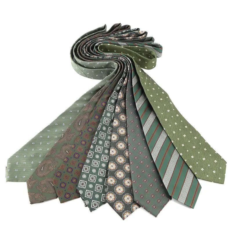 2024 New Green Series Tie 8cm Polyester Business Suit Jacquard Tie