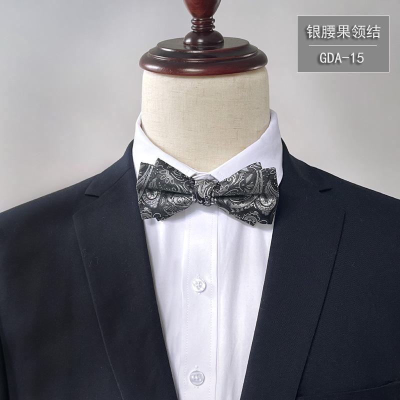 Product Introduction of New Bow Tie Men's Solid Color Bridegroom High Density 1200 Needle Silk Bow Tie Flower Business Formal Wear 16