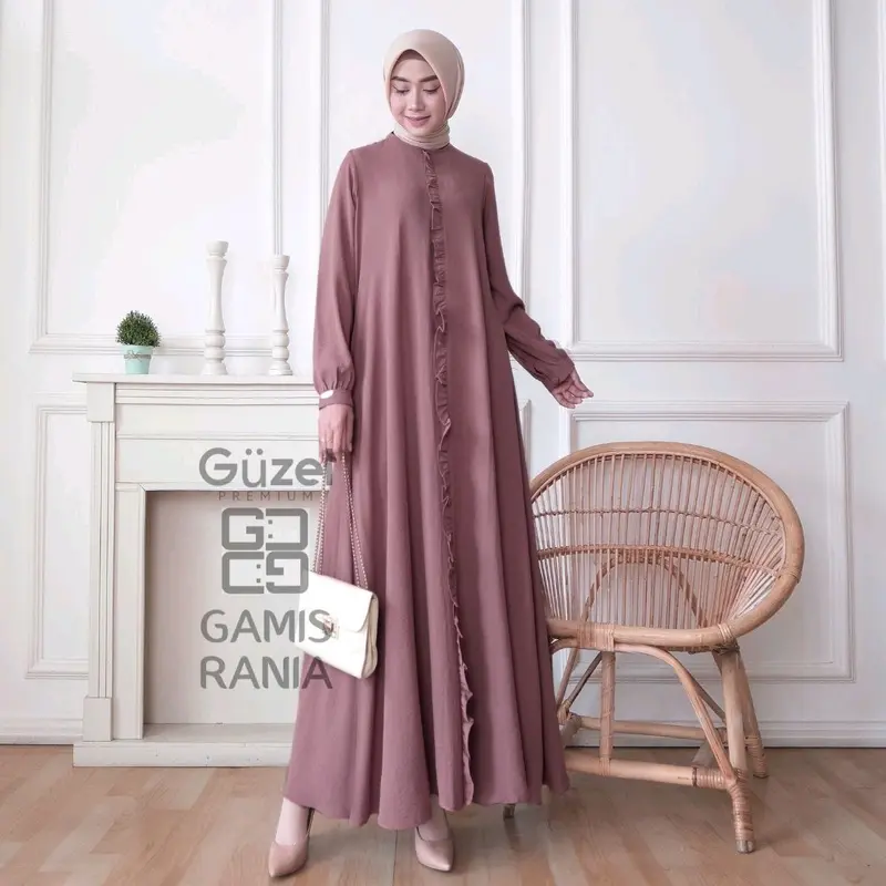 Gamis polos bahan katun cringle /gamis harian/gamis pesta/gamis hari raya 5