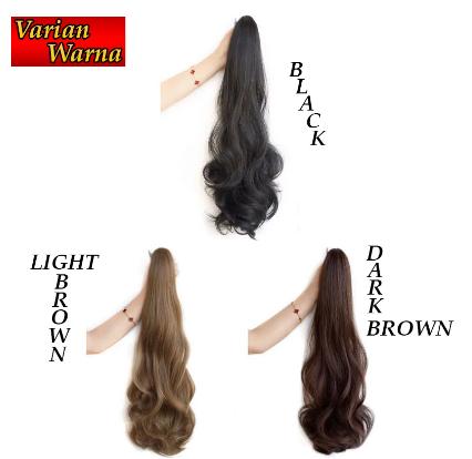 Rambut Palsu Hairclip/Hair Clip Panjang Bergelombang black ponytail Hairclip 7