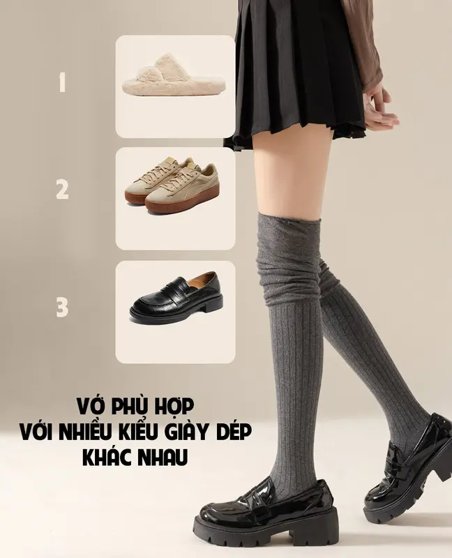 Tất Vớ Dài Tới Đùi Gân Dọc Thon Chân Giữ Ấm Beni 2434 - PARISA tấtnữ 5