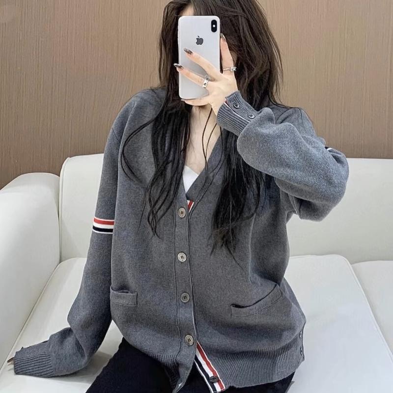 Áo cardigan len Thom dày dặn dáng thụng phối tay 2 màu Nữ Top Women