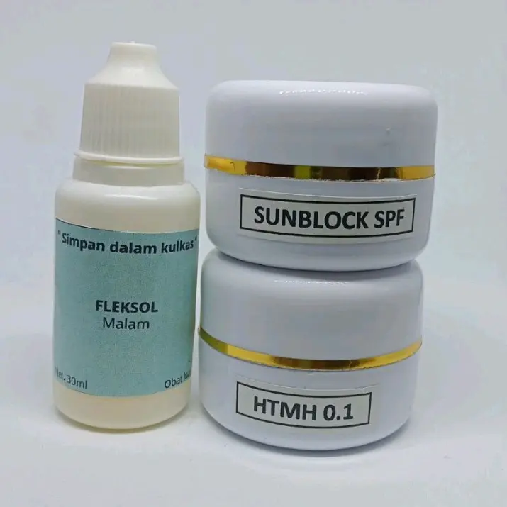 Paket Lengkap Flek Melasma 3in1 Cream Malam H*MH 0.1 dan Cream Siang Sunblock Fleksol- Muka, Kotoran, Kerutan, Pelembab, Pencerah, Kosmetik, Memudarkan