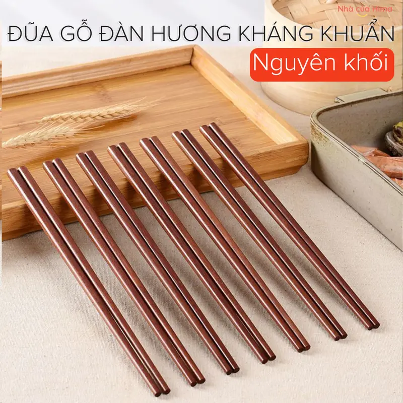 Combo 10 đôi đũa Gỗ Tự Nhiên Không Sơn Không Sáp Gỗ Đàn Hương Đỏ Kháng Khuẩn, Chống Nấm Mốc, Chống Trượt, Chống Nhiệt Độ Cao Nhà Bếp 1