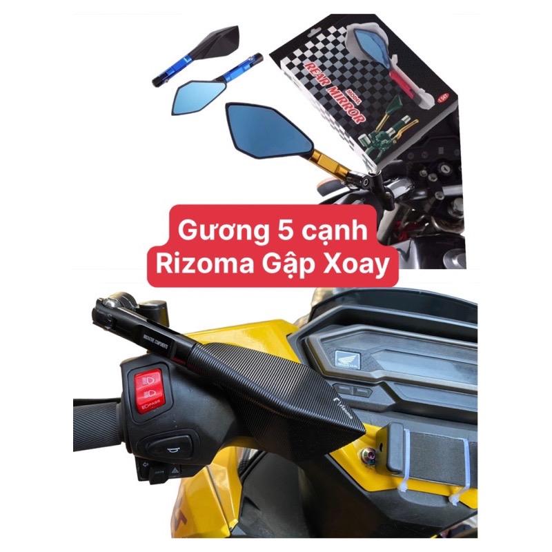 Gương 5 Cạnh Rizoma Full Nhôm Xịn Gắn Xe Máy Xoay Gập Mặt Đồng Hồ Tặng Kèm Lục Giác + Ốc Nối Cao Chân Gương