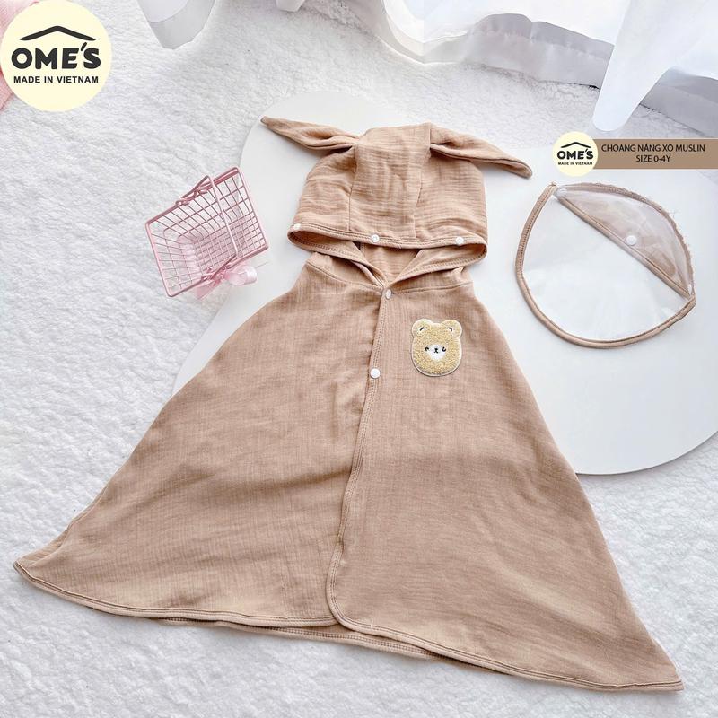 Áo choàng chống nắng Ome's kèm kính chắn gió, bụi  vải xô Muslin cho bé mùa hè 3