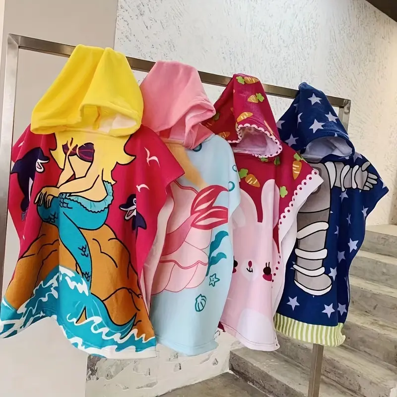 Adorable Cartoon Hooded Bath Towel for Youngsters - Soft, Absorbent & Cozy with Cute Designs - Perfect Gift for Boys & Girls 1