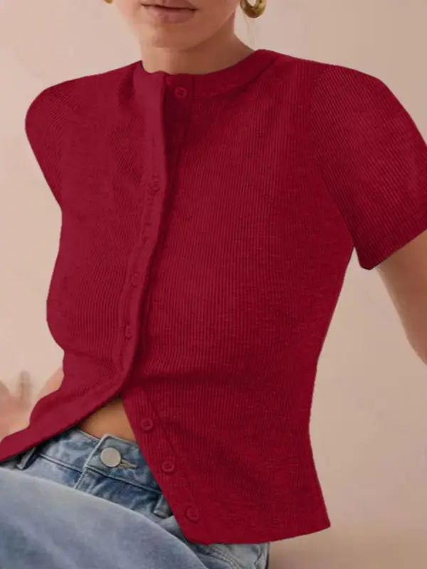 2025hotWomen's Short Sleeve Cardigan, Casual Button Front Knitwear for Daily Wear, Ladies Clothes for All Seasons 4