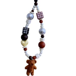 Sarung Telefon Beruang Mewah, Reka Bentuk Seret Mudah Alih, Warna Kelabu Gelap, Rantai Baharu, Tali Penyangkut, Rantai Manik Kamera CCD, Rantai Anti-Hilang Telefon mewah, Aksesori Beg Penutup Fon Telinga, Untuk Wanita, Sesuai untuk Gaya Ins Rantai