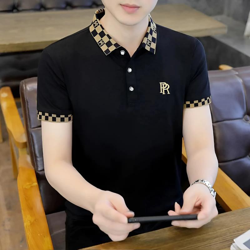 Áo polo cổ bẻ thêu PR chất vải  thun lạnh cao cấp đứng form của nhà UMA STORE  - POLOUMAOR  Menswear Áo Nam Top Shirt Trắng Có Cổ Lưng Cao Nhung đen trắng xanh Nhung Tăm