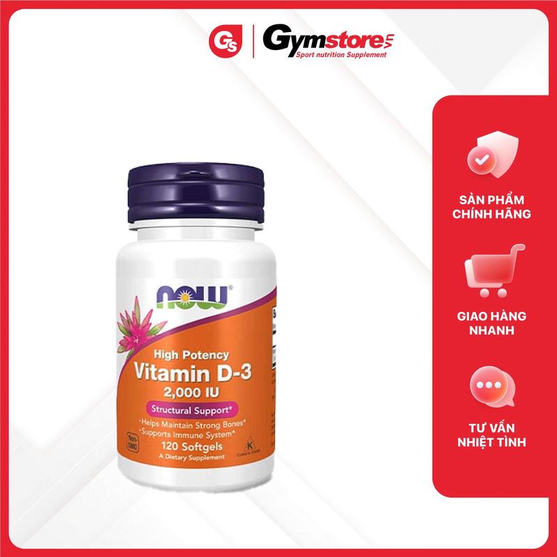 Viên uống Now Vitamin D3 2000IU (50mcg) - Hỗ trợ sức đề kháng | Made in USA | GYMSTORE