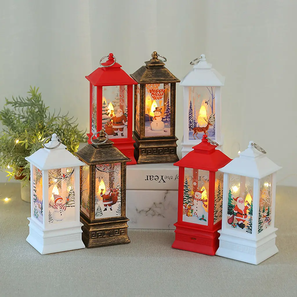 Christmas Night Lights Desktop Decorations Santa Theme Lantern Wind Lights Merry Christmas Decoration for Home