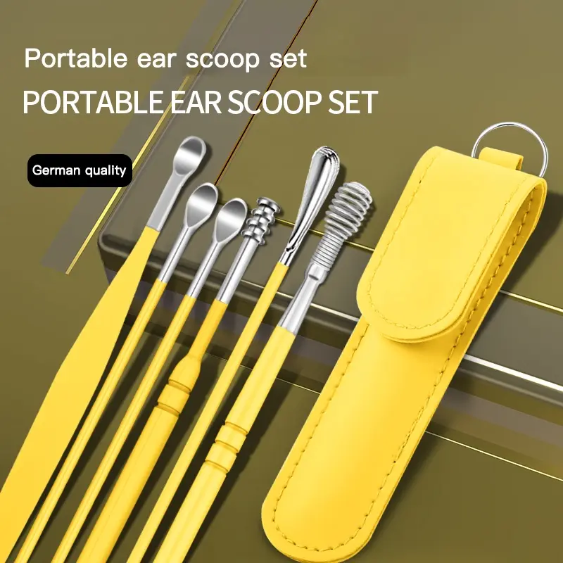 Stainless steel ear scoop 6-piece set, ear scoop tool set for adults and children