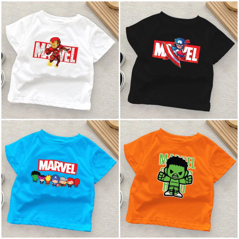Áo thun bé trai Eliokids, áo phông bé trai BST Marvel 7kg đến 32kg ATTE268 Cotton Cho Bé