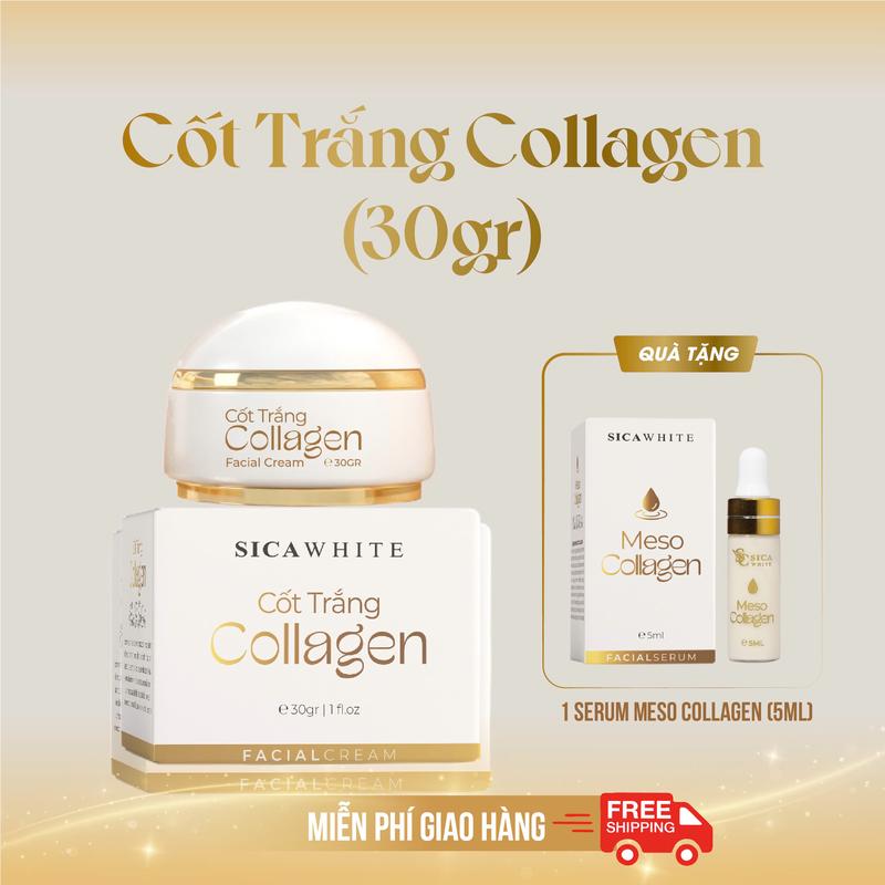 [D4]Kem Cốt Trắng Collagen (30Gr) Tặng Serum Meso Collagen (5ml) I Hỗ Trợ Chăm Sóc Da Nám, Hỗ Trợ Da Không Đều Màu