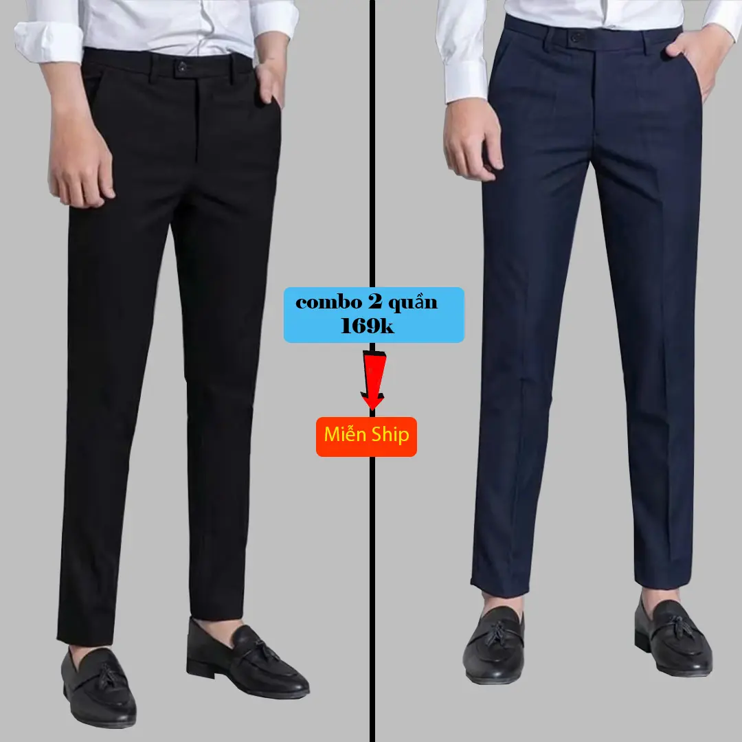COMBO 2 Quần Tây Nam Hàn Quốc SOLADO Ống Slimfit Công Sở Vải Cát Hàn Cao Cấp Dày Dặn MENSWEAR PANT 2024
