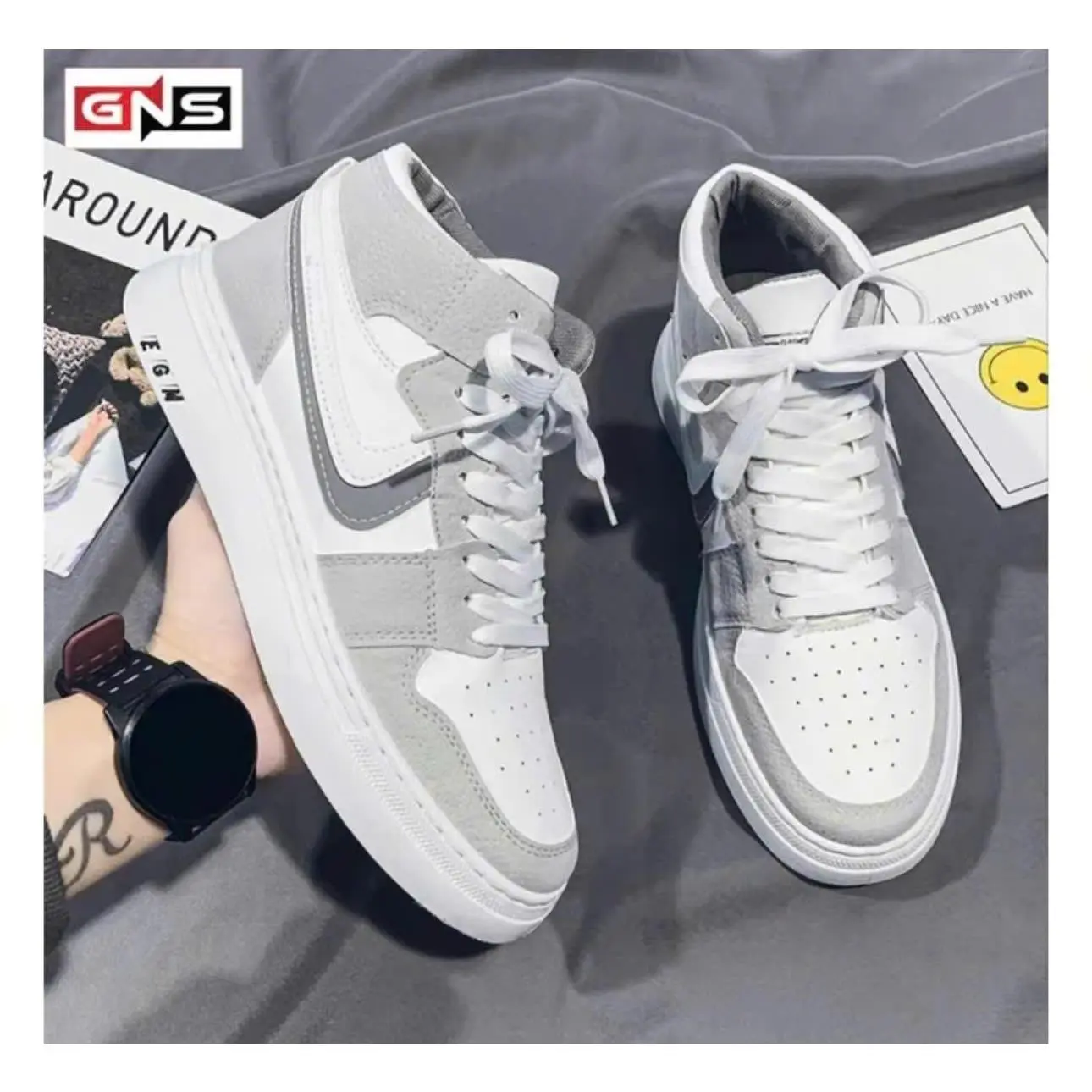 Giày thể thao Jodan Xám cao cổ Bản New 2025 - Hotrend 2025 Nam Nữ - Shoes Sneaker Top 1 Thịnh Hành - Đế Bằng, Nhung