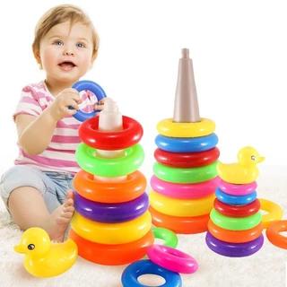 Đồ Chơi Tháp Tròn Trồng Tầng Ném Vòng Xếp Chồng Nhiều Màu Cho Bé