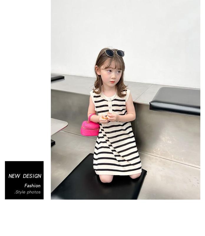 Product Introduction of 100% Cotton Children's Baby Girl Children 2024 Summer New Korean Style Stitching Tie-Dyed Mid-Length Polo Dress 14