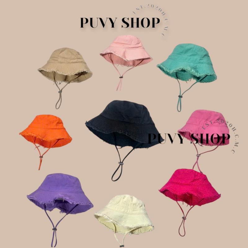 [Voucher 30k] Mũ Nón Bucket tai bèo vành rộng trai gái trẻ em, Bo Tua cột dài HÀNG TRƠN size Người lớn và Trẻ em 0