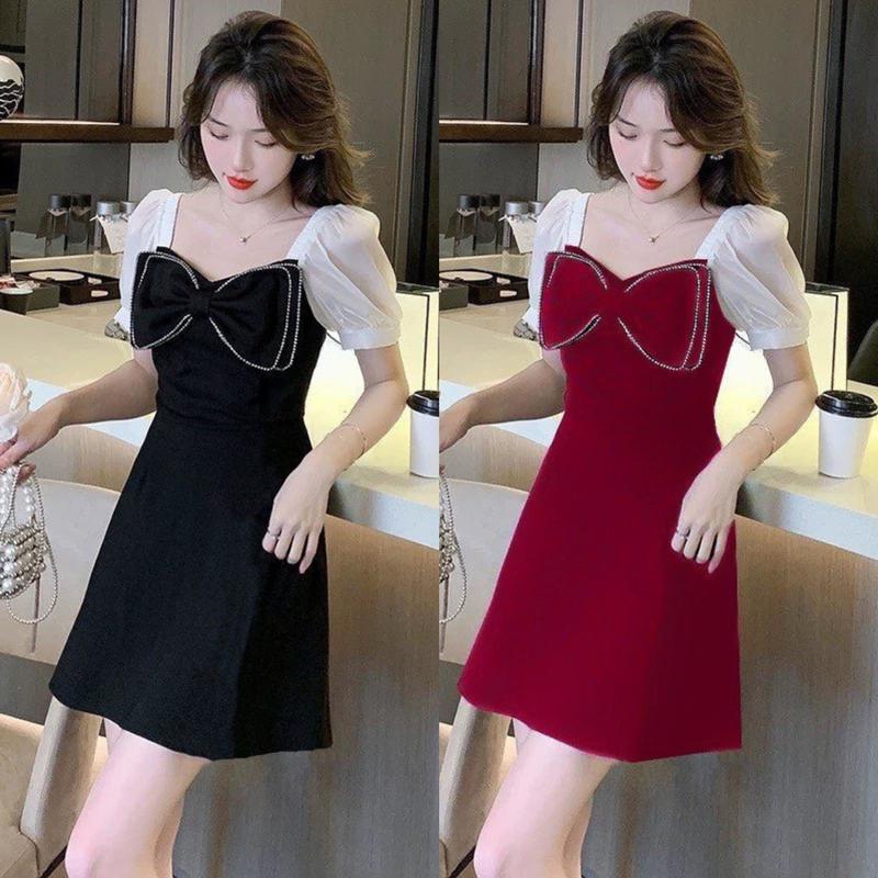 [ XẢ KHO QUA MÃ] Đầm Váy Bigsize Thời Trang Thiết Kế Nơ Trước Ngực Vải Cotton Cao Cấp Xinh Đẹp Sang Trọng Dễ Thương Giá Rẻ 50-95kg Nữ Dress Màu Đen Women - 1029