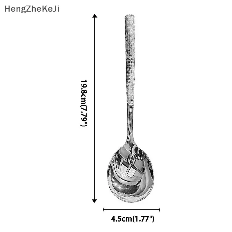Thìa muỗng inox ăn súp màu bạc thiết kế tay cầm dài kiểu dáng hàn quốc 19.8cm 5