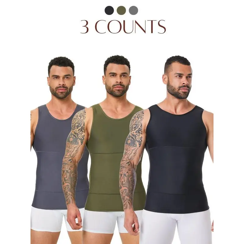 Men's Solid Color Compression Top, Tummy Control Shaper, High Stretch Shapewear Tank Top for Men, Shaper for Men, Singlet for Men Menswear Socks 6