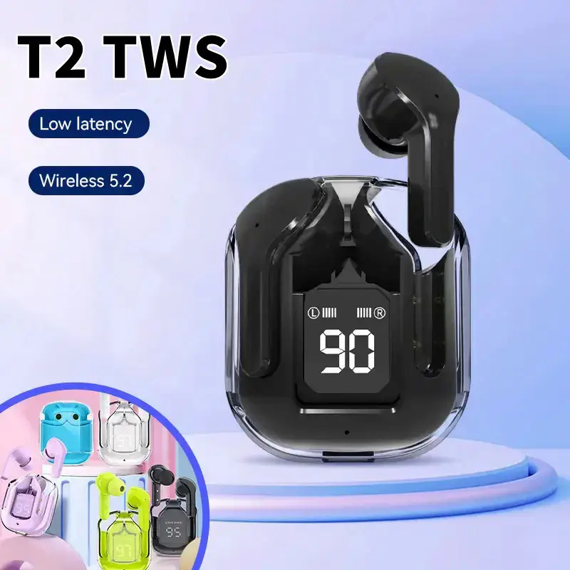 Tai Nghe Bluetooth Không Dây T2 Chính Hãng Tai Nghe HIFI Trong Suốt Tai Nghe Âm Thanh Nổi Màn Hình Kỹ Thuật Số Nguồn LED Cho Xiaomi