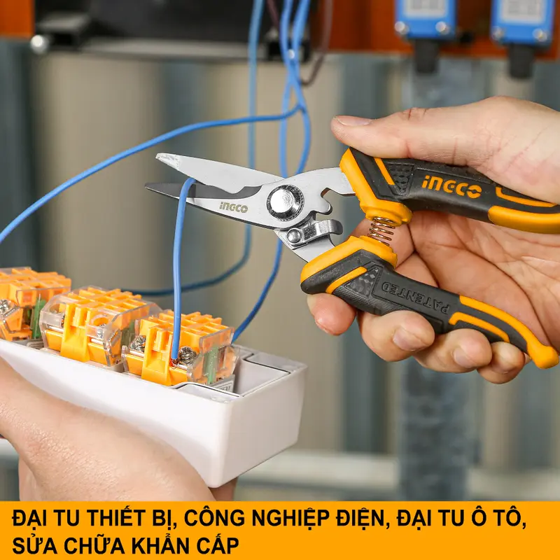 Kéo cắt dây điện đa năng 18cm tay cầm cao su TPR INGCO HES0187 3