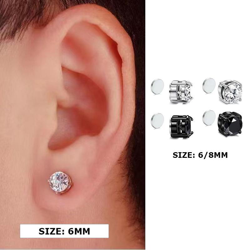 Khuyên tai nam châm, bông tai nam nữ đính đá zircon không cần bấm lỗ (1 chiếc)