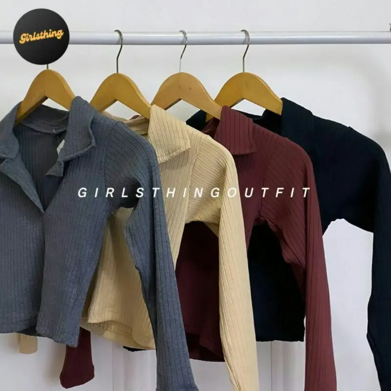 Polo - JESSIE TYPE 2 PANJANG - Atasan Crop Berkerah - Crop Top - Rib Kerah - Atasan Wanita - Fashion Wanita 3