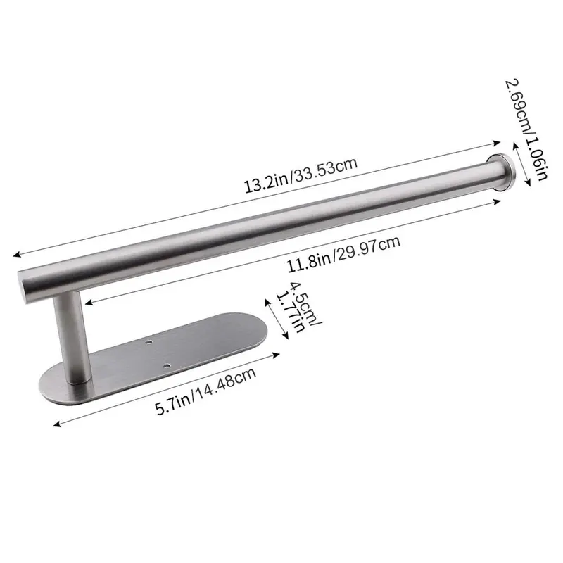 Paper Towel Holder, 1 Count Under Cabinet Kitchen Paper Holder, Self-adhesive/drilling Towel Holder, Stainless Steel Kitchen Utensil Holder, Kitchen Gadgets, Funky Bedroom Accessories, Home Goods 7