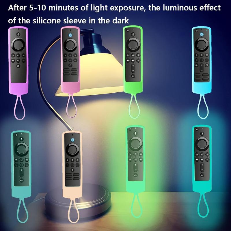 Luminous Silicone Remote Control Cover, 1 Count Glow in The Dark Remote Control Case with Lanyard, Dustproof Cover for Fire TV Stick 4K Lite Cube Controller 4