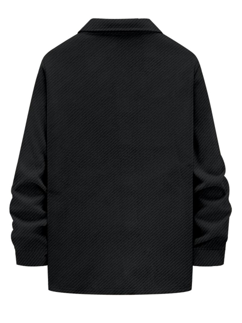 Product Introduction of Men's Solid Color Button Pocket Design Shirt, Regular Fit Casual Long Sleeve Collared Top for Spring & Fall, Fashion Men's Clothes for Daily Wear 4