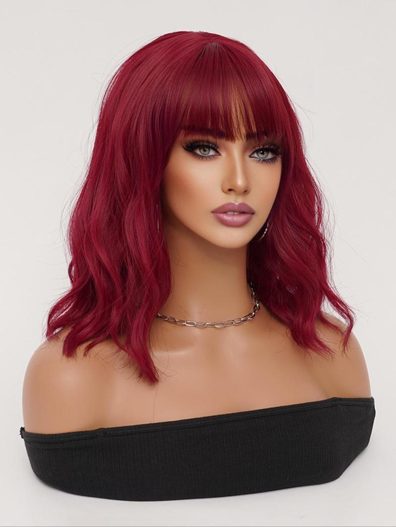Product Introduction of 16 Inch Short Wavy Wigs for Women, Gorgeous Fluffy Wigs with Bangs, Synthetic Full Machine Wigs for Party, Daily Use 4