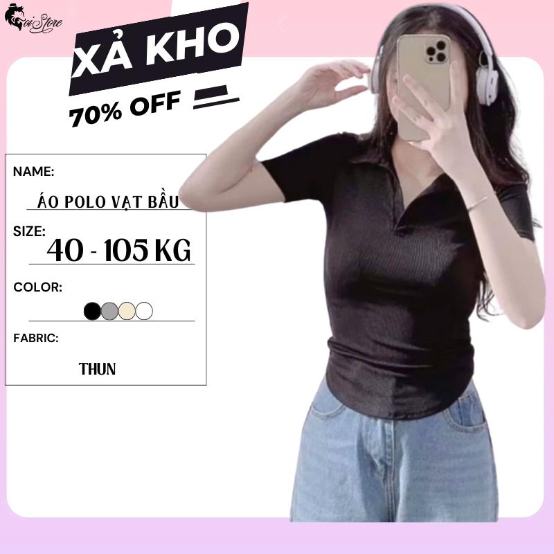 XẢ KHO Áo 40 - 105KG POLO vạt bầu thun gân lụa Top Nữ Women lovito năng động hàn quốc Polo Shirts