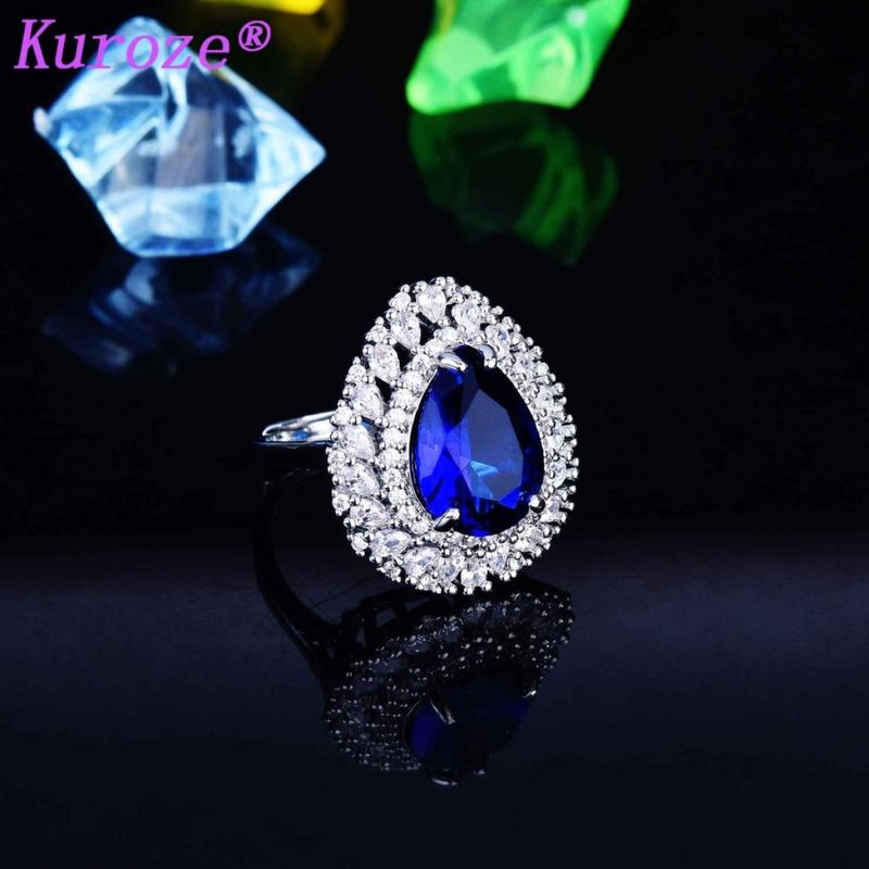 Product Introduction of Kuroze Exquisite Set Natural Sapphire Pendant Open Ring Earrings 22