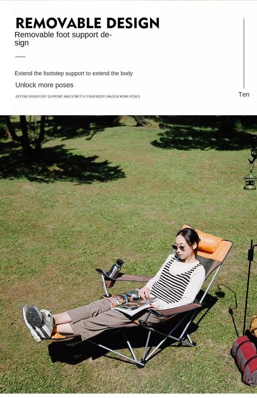 Product Introduction of Outdoor Folding Chair Portable Adjustable Recliner 2 In 1 with Removable Footrest for Camping Fishing Picnic Patio 8